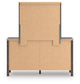 Cadmori Queen Upholstered Panel Bed, Dresser, Mirror and Nightstand