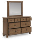 Chadworth Queen Poster Bed with Mirrored Dresser and Nightstand