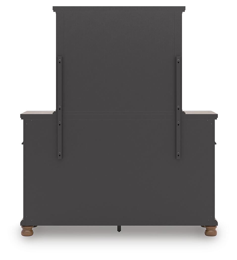 Chadworth California King Poster Bed with Mirrored Dresser and Nightstand