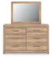 Hollymount King Upholstered Panel Bed, Dresser, Mirror and Nightstand