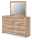 Hollymount Queen Upholstered Platform Bed, Dresser, Mirror and Nightstand