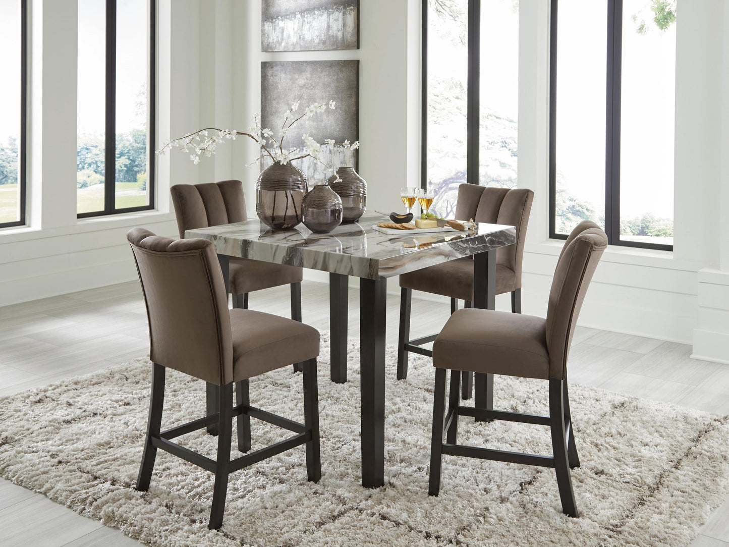 Jazmore Counter Height Dining Table and 4 Barstools