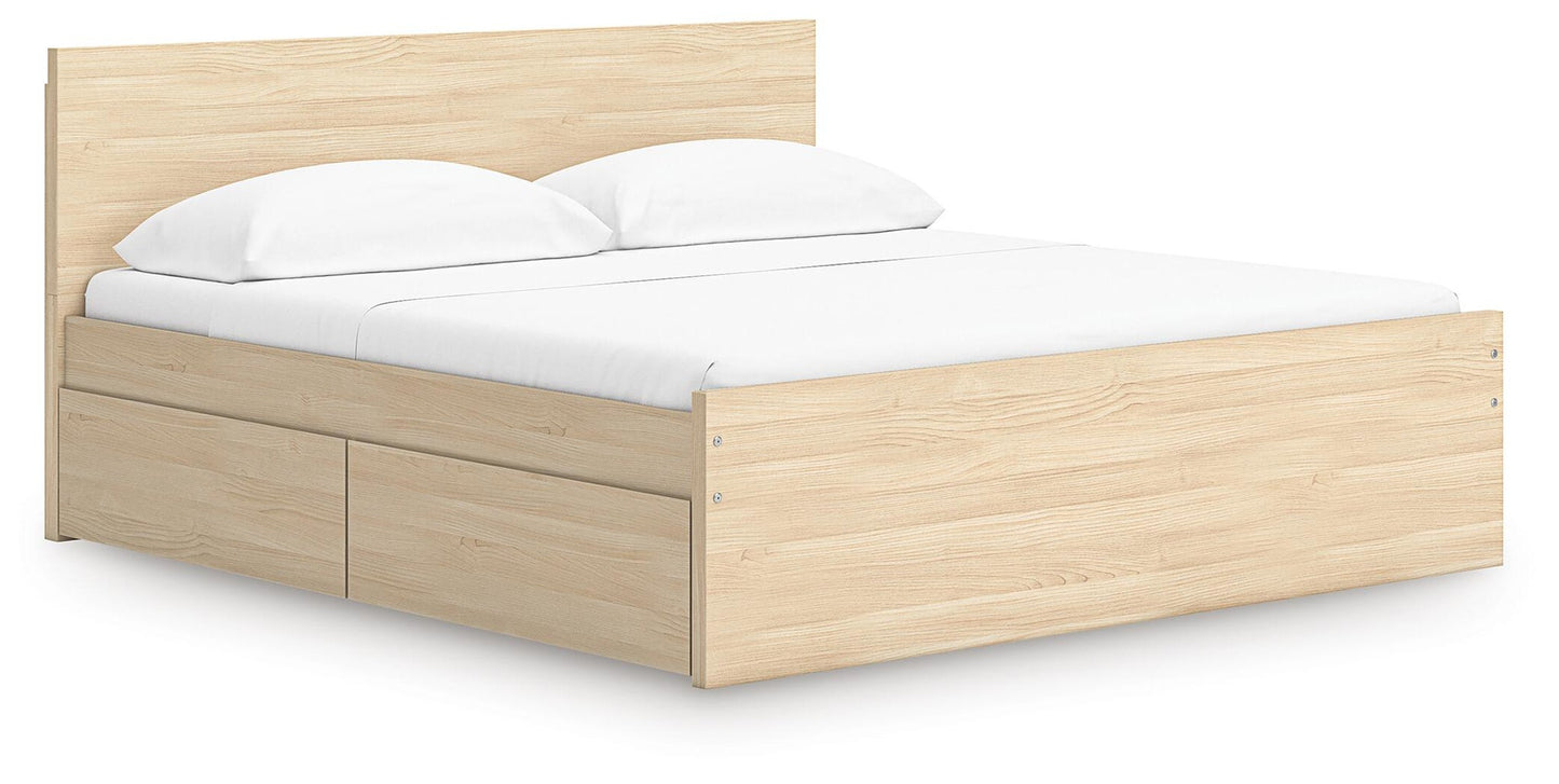 Onita King Panel Platform Bed with 2 Side Storage