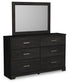 Belachime Twin Panel Bed with Mirrored Dresser
