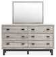 Vessalli King Panel Headboard with Mirrored Dresser and Chest